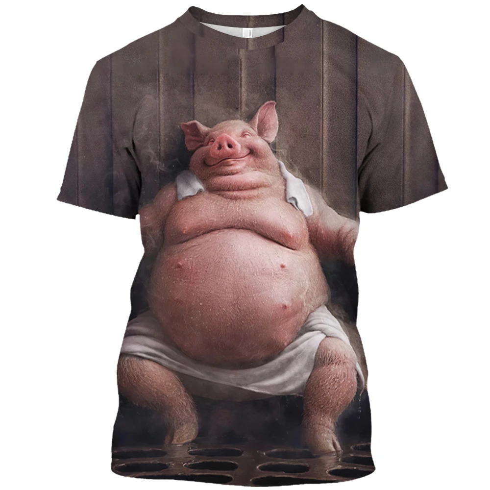 2023 Funny Pig Men\'s T-shirt 3d Printed Animal Pattern Men\'s Short-sleeved Tees Original Cute Fierce Tops T Shirts Clothing 5xl