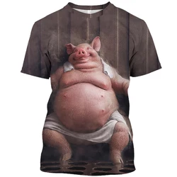 2023 Funny Pig Men's T-shirt 3d Printed Animal Pattern Men's Short-sleeved Tees Original Cute Fierce Tops T Shirts Clothing 5xl