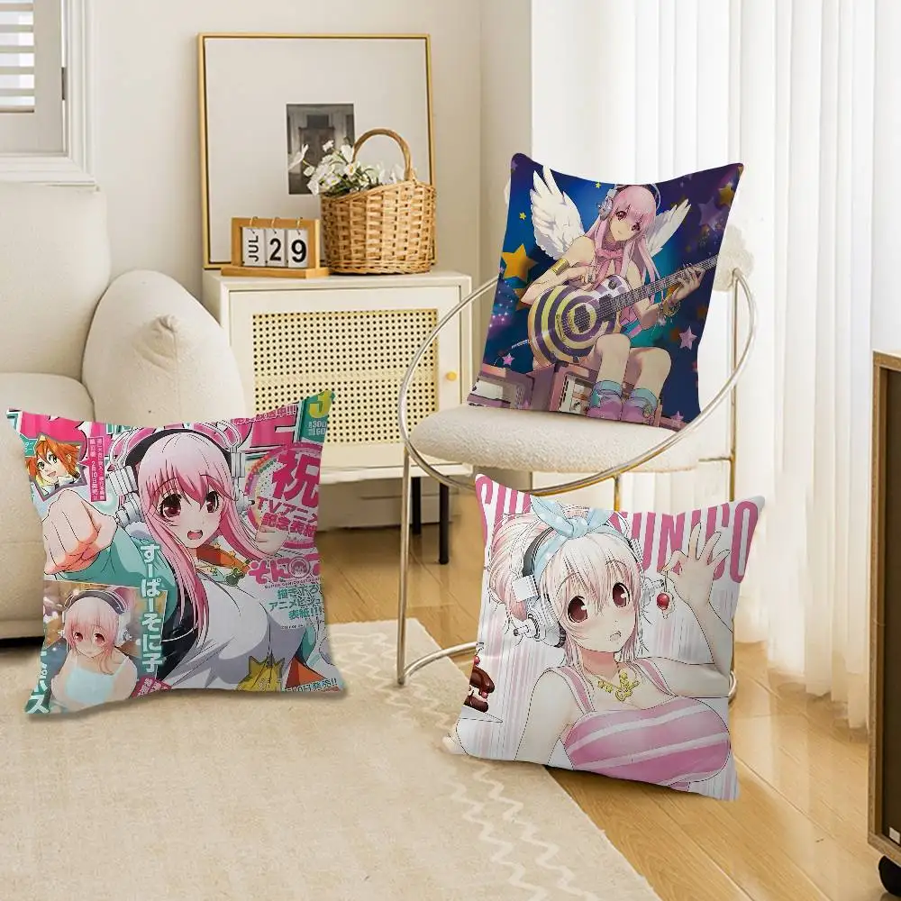 Character S-Super S-Sonico Pillow Cushion Cover Pillowcase Living Room Sofa Home Decor Customized