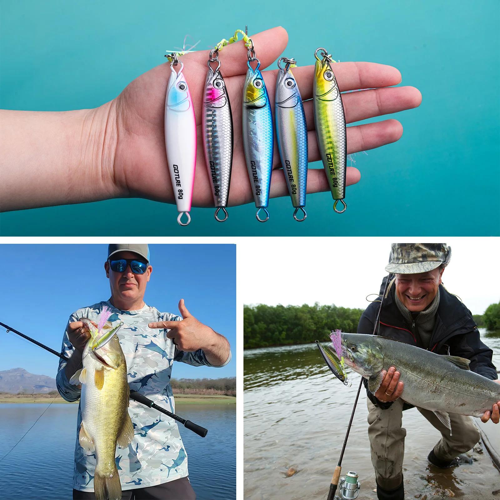 ゴチュール-5個入り-3dアイ-メタルルアー-60g-80g-100g-150g-夜光-バイオニックベイト-海水-ショアキャスティング-ルアー-釣り具