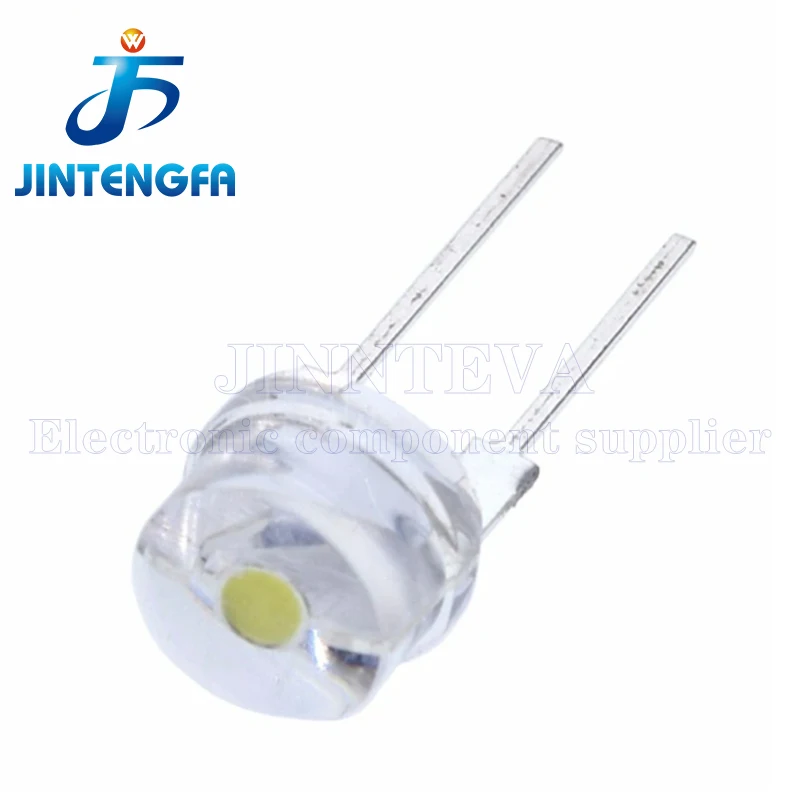 100PCS 8mm LED White Red Yellow Blue Green Super Bright Diode Led Power Straw Hat Lamp Bead Light Bulbs Emitting Diode Lamp 0.5W