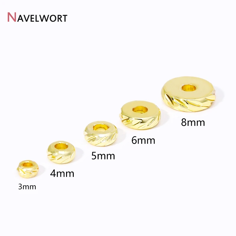 3/4/5/6/8mm 14K/18K Gold Plated Brass Stripe Spacer Beads,Supplies For Jewelry,Bead Separator Loose Beads Wholesale