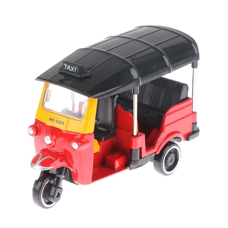 NEW Alloy Tricycle Retro Simulation Model Three Wheeled Motorcycle Toy Diecast Hot Sale Autorickshaw Car Model Figure Toys Kids