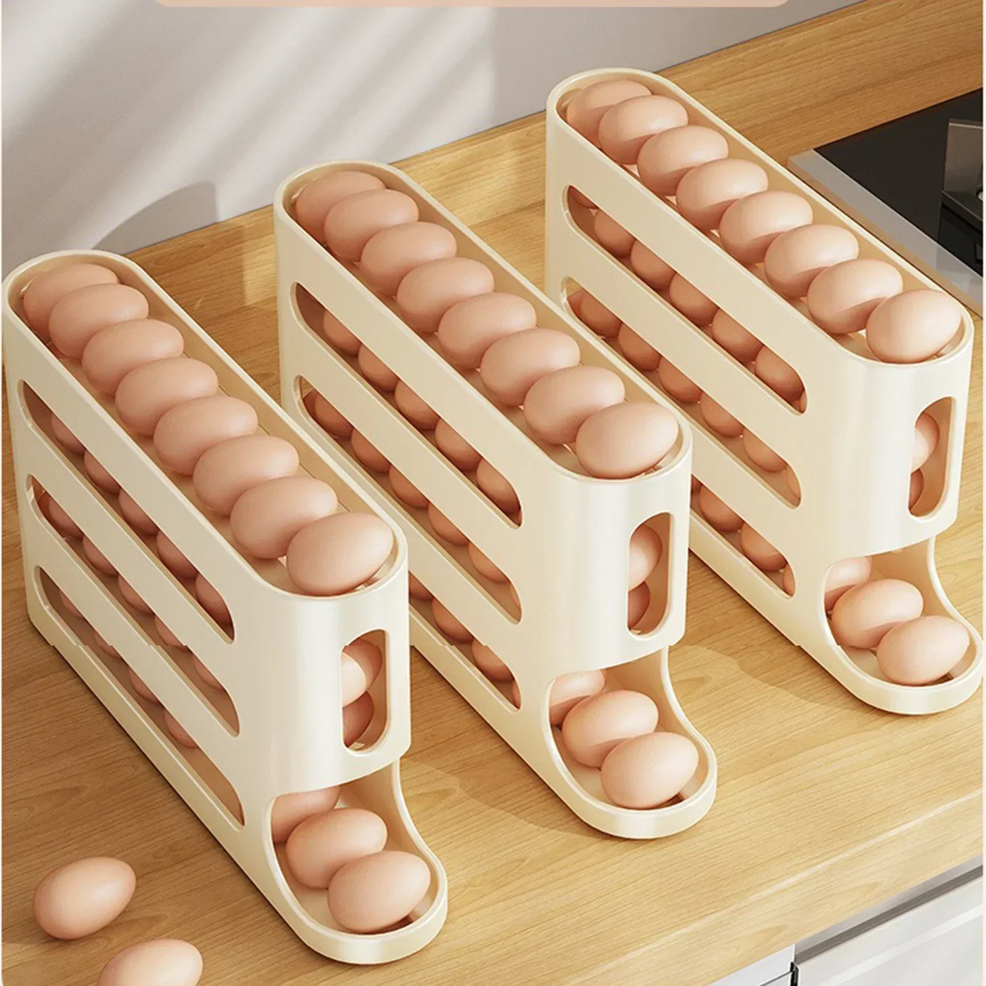 4-layer Slide Egg Storage Box Ladder Style Egg Box Storage Refrigerator Side Door Large Capacity Automatic Egg Rolling Machine