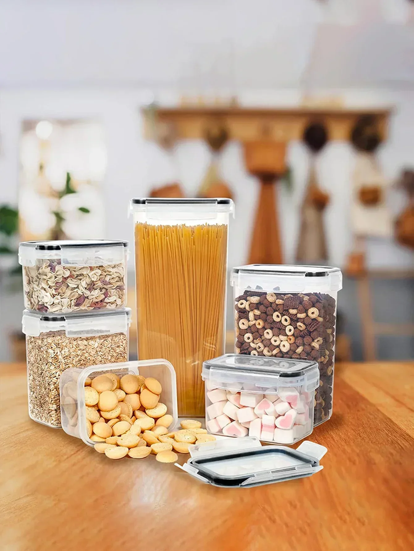 12 قطعة من أدوات المطبخ، حاويات تخزين الطعام المختومة مع أغطية - مثالية لتنظيم وتخزين البضائع الجافة #6