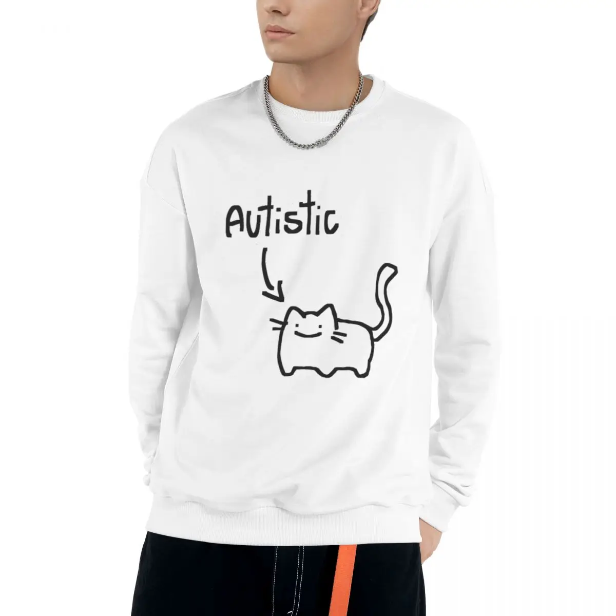 

Animal Autistic Cat Casual Sweatshirts Men Women Cotton Basic Hoodies Pullover Hiphop