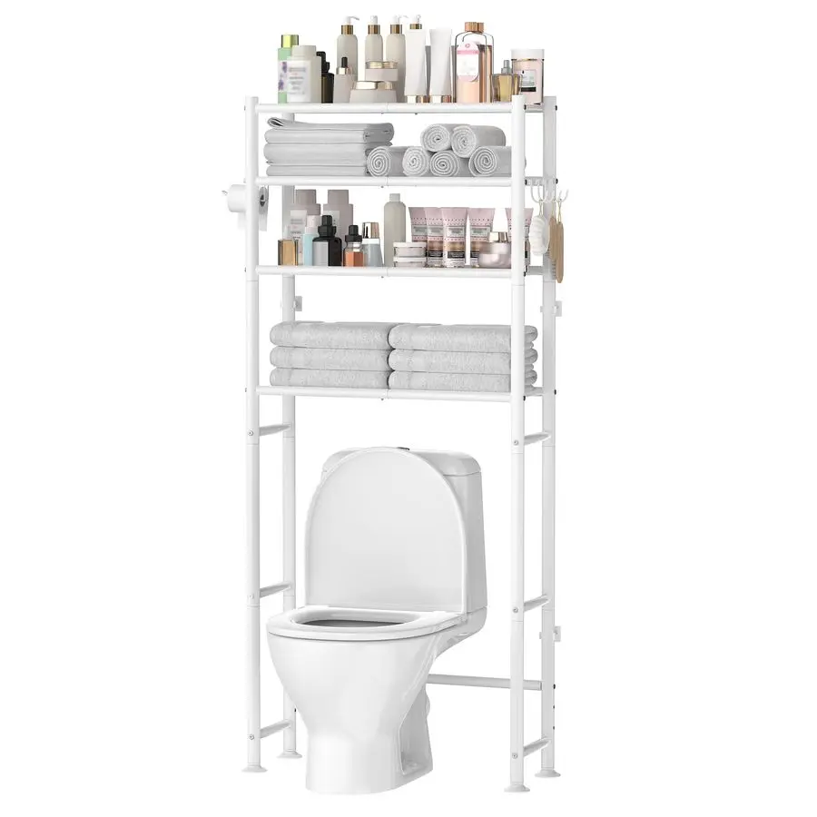 

4Tier Over The Toilet Storage Cabinet, Space Saver Over Toilet Bathroom Organizer and Storage, Metal Shelves for Bathroom Living