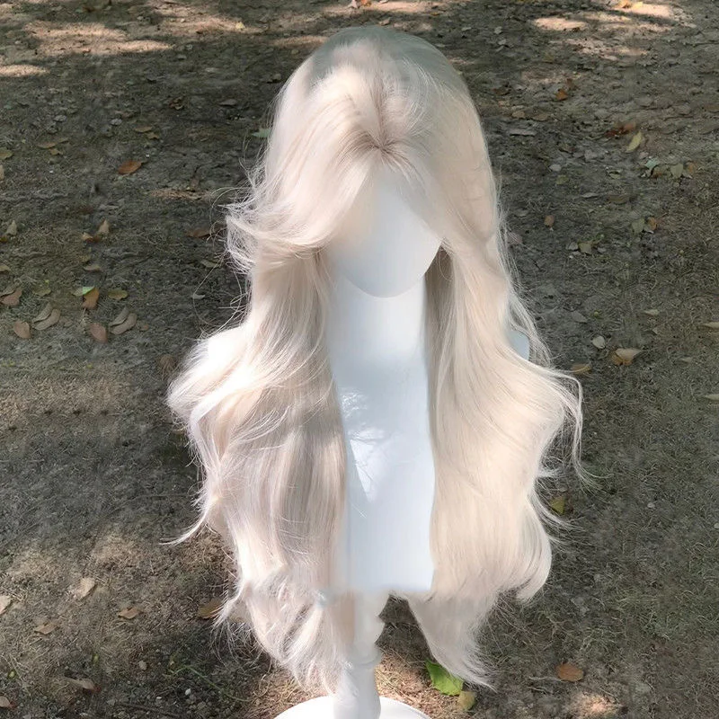 Perücke, langes Haar, künstliches simuliertes Haar, Anime-Spielzubehör, Cosplay, volle Kopfbedeckung, lockiges Haar, Foto-Show-Requisiten