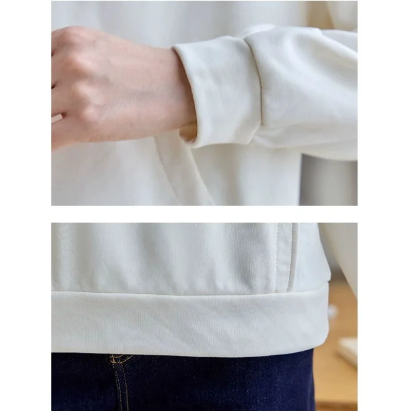 المشمش جولة الرقبة التصحيح طويلة الأكمام البلوز المرأة فضفاضة الراحة تصميم غير رسمي قمة الموضة