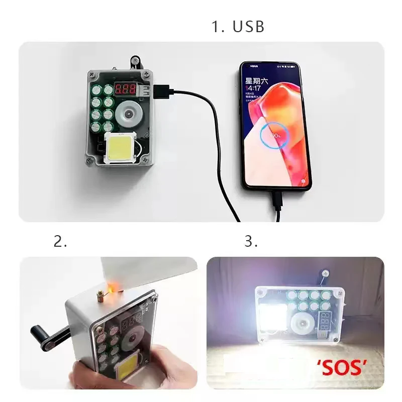 Manual Power Supply Camping Lighter Hand Generator USB Charger Emergency Power Bank Phone Charger