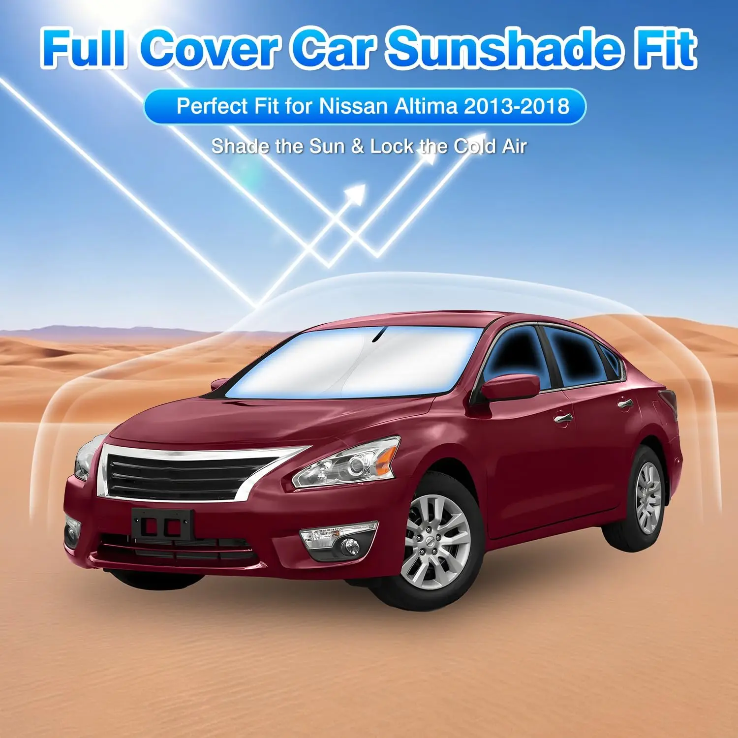 Car Windshield Sun Shade and Window Shades for 2013-2018 4-Door Sedan, 8PCS Foldable Thickened UV Block and Blackout Privacy Sunshades Accessories, Keep Cool Sun Visor Covers