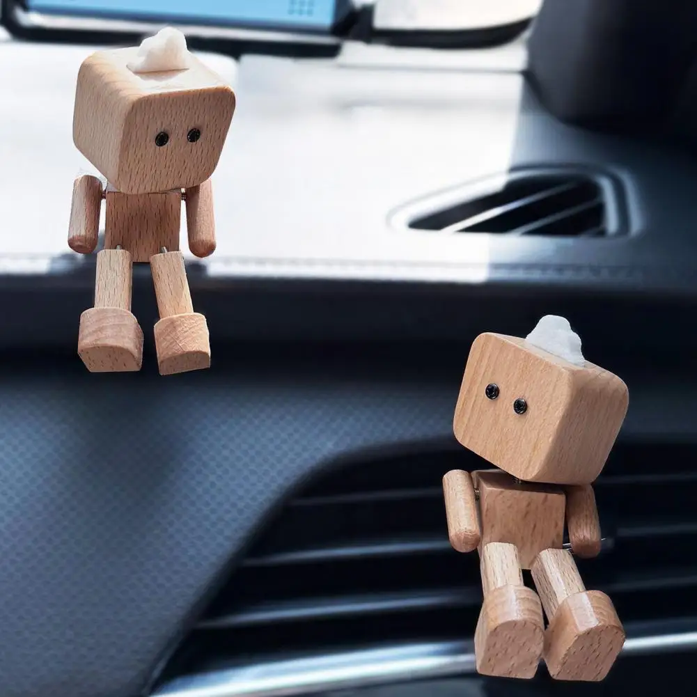 

Handmade Wooden Gift Handcrafted Wooden Man Figurine with Swing Feet Shaking Car Aromatherapy Ornament Funny Desktop
