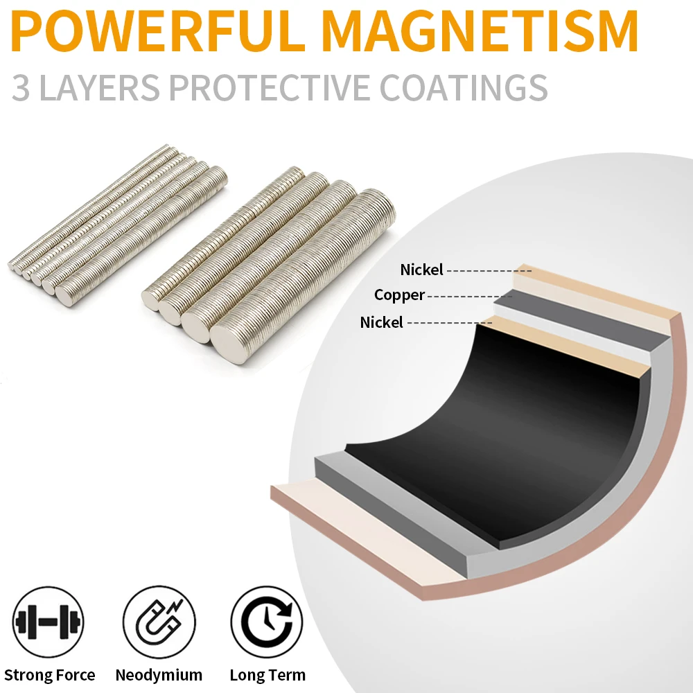 Starker runder Magnet 3x1/4x1/4x1,5/5x1/6x1/8x1/8x1,5/10x1/12x1/15x1/mm N35 magnetischer NdFeB Neodym leistungsstarker Kühlschrankmagnet