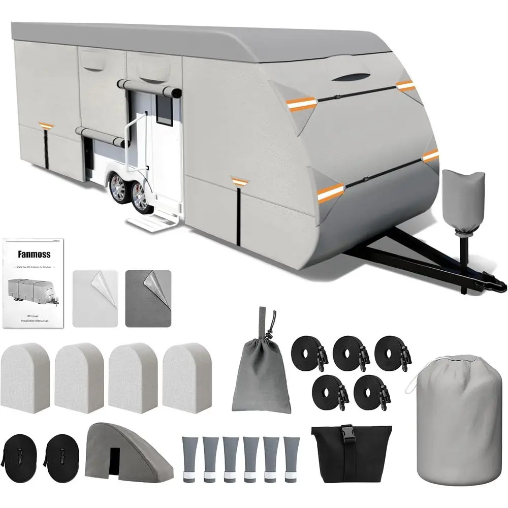 

Camper Cover 24-27ft Vehicles, Motorhome and Travel Trailer Protection with Roof Cover, Heavy-Duty 8-Layer Waterproof Rip Resist