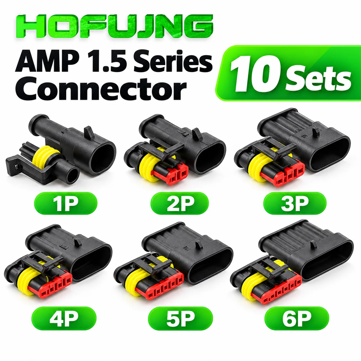 10 Sets AMP Waterproof Connector 1/2/3/4/5/6 Pin 12A IP68 Electrical Automotive Wire Connector Plug Terminals Truck Car