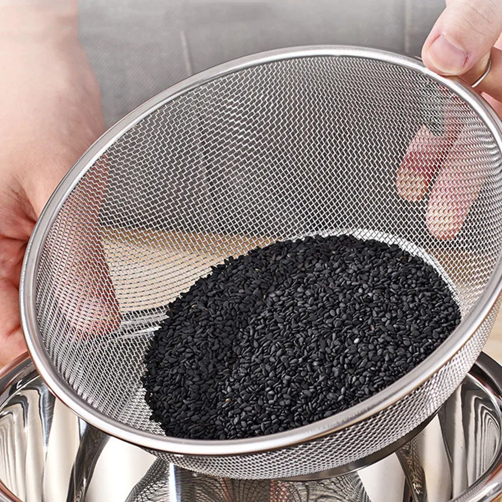 

1 set Stainless Steel Mesh Colander Bowl Rice Strainer Filter Drain Basket For Fruit Vegetable Washing Fine Mesh Kitchen Gadget