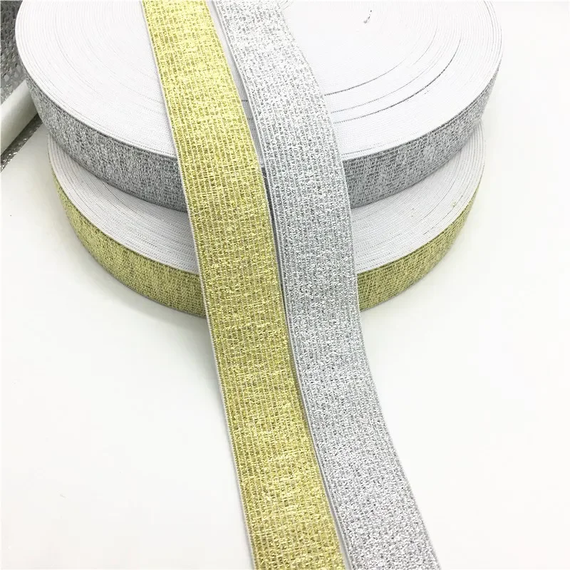 Gold Silver Nylon Elastic Bands  High Quality 25mm 40mm Width Elastic Band For Garment Trousers Sewing DIY Accessories 1meter