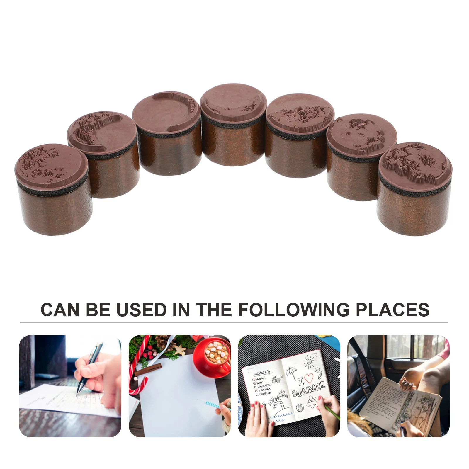 7 قطعة مجموعة ختم مرحلة القمر الخشبي نمط واضح قابلة لإعادة الاستخدام DIY بها بنفسك طوابع الحرفية لبطاقات القصاصات المجلات اليدوية الديكور