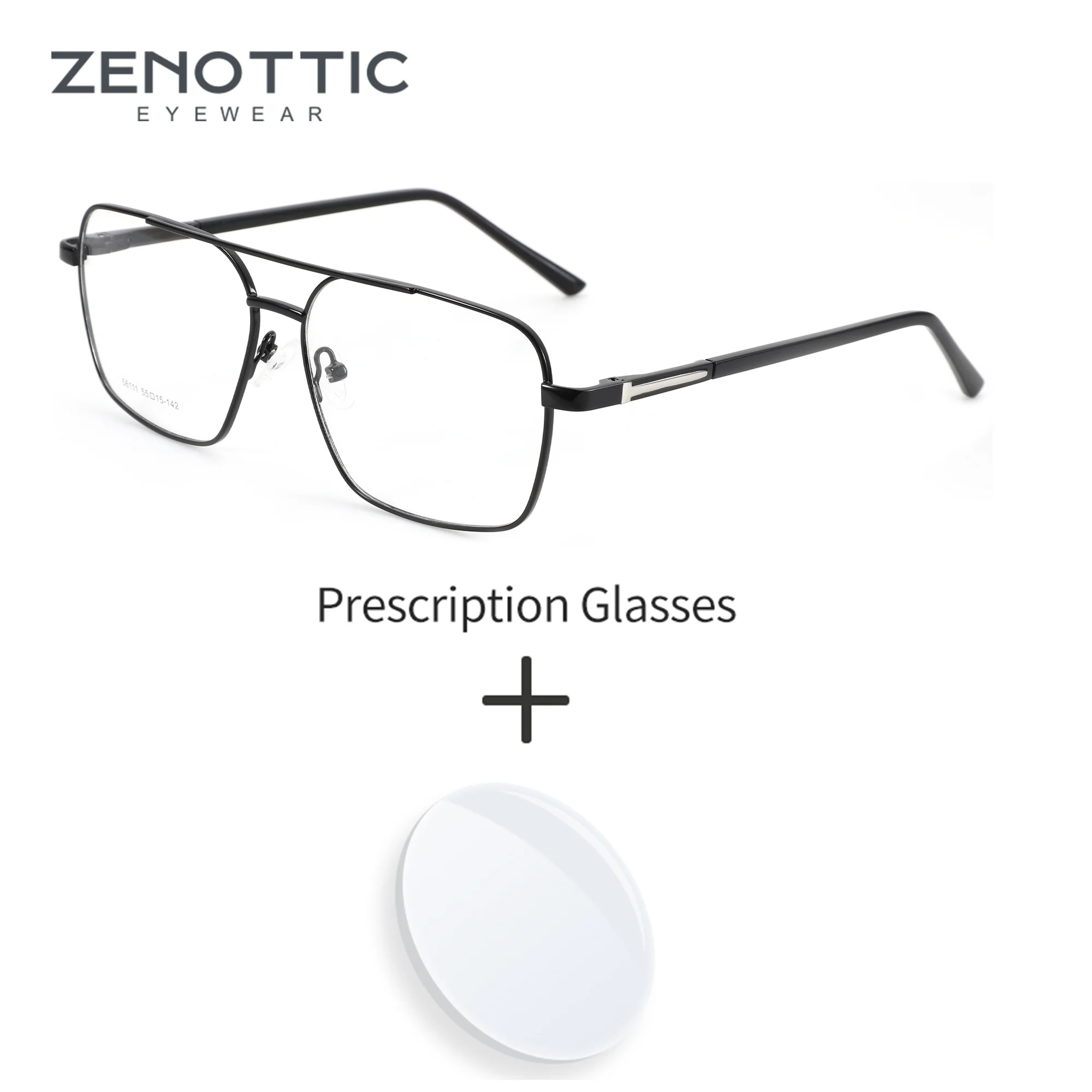 ZENOTTIC (L Size) 2025 Popular Aviator Prescription Eyeglasses For Men High-quality Metal Pilot Progressive Optical Glasses