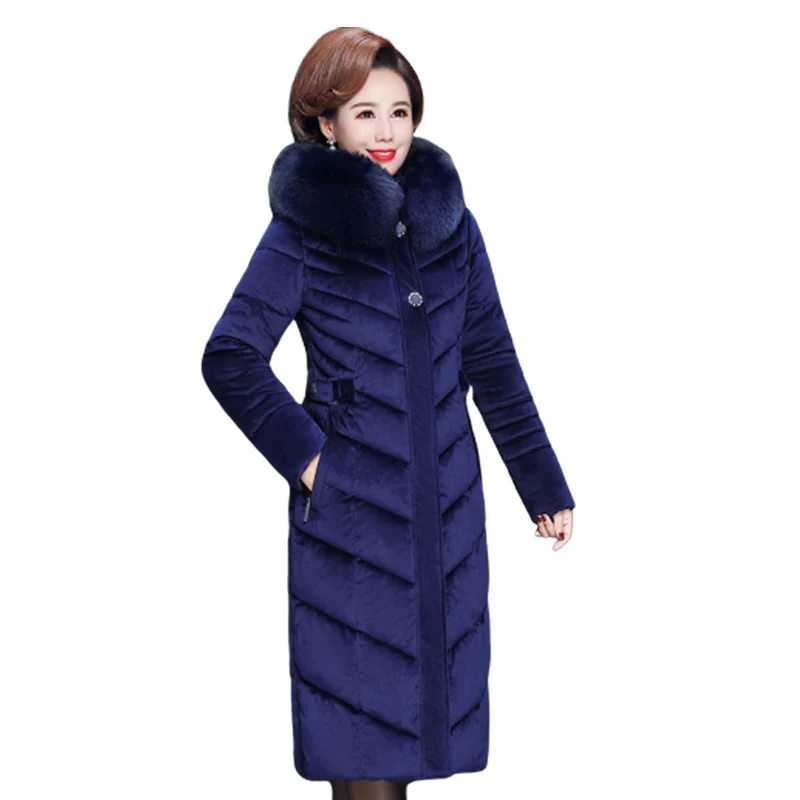 

Nice New Women Winter Coat Down Cotton Jacket Parka Long Coat Casual Warm Thicken Female Jacket Fur Hooded Outerwear P82