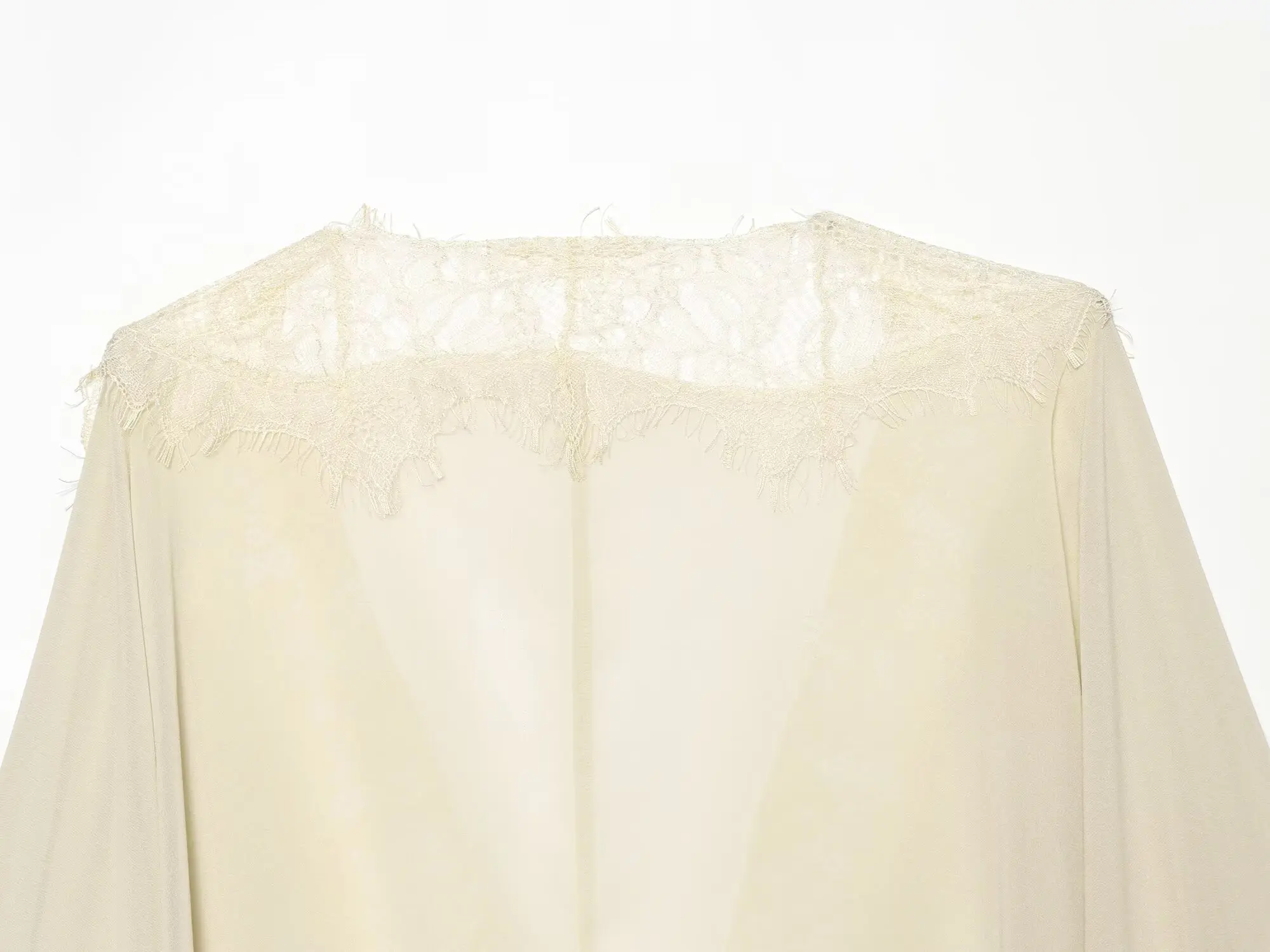 BSAY 2026 Vintage Damen Mode Transparente Bluse mit Spitzenbesatz V-Ausschnitt Vorderer Kordelzug Trompetenärmel Lässiges Strand-Sonnenschutz-Oberteil – Detail 28