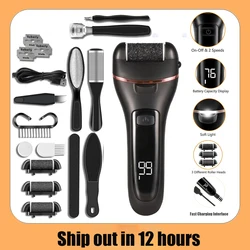 USB Rechargeable Electric Foot Rasp Electric Pedicure Foot Sander Waterproof 2 Speeds to Eliminate Feet Dead Skin Foot File