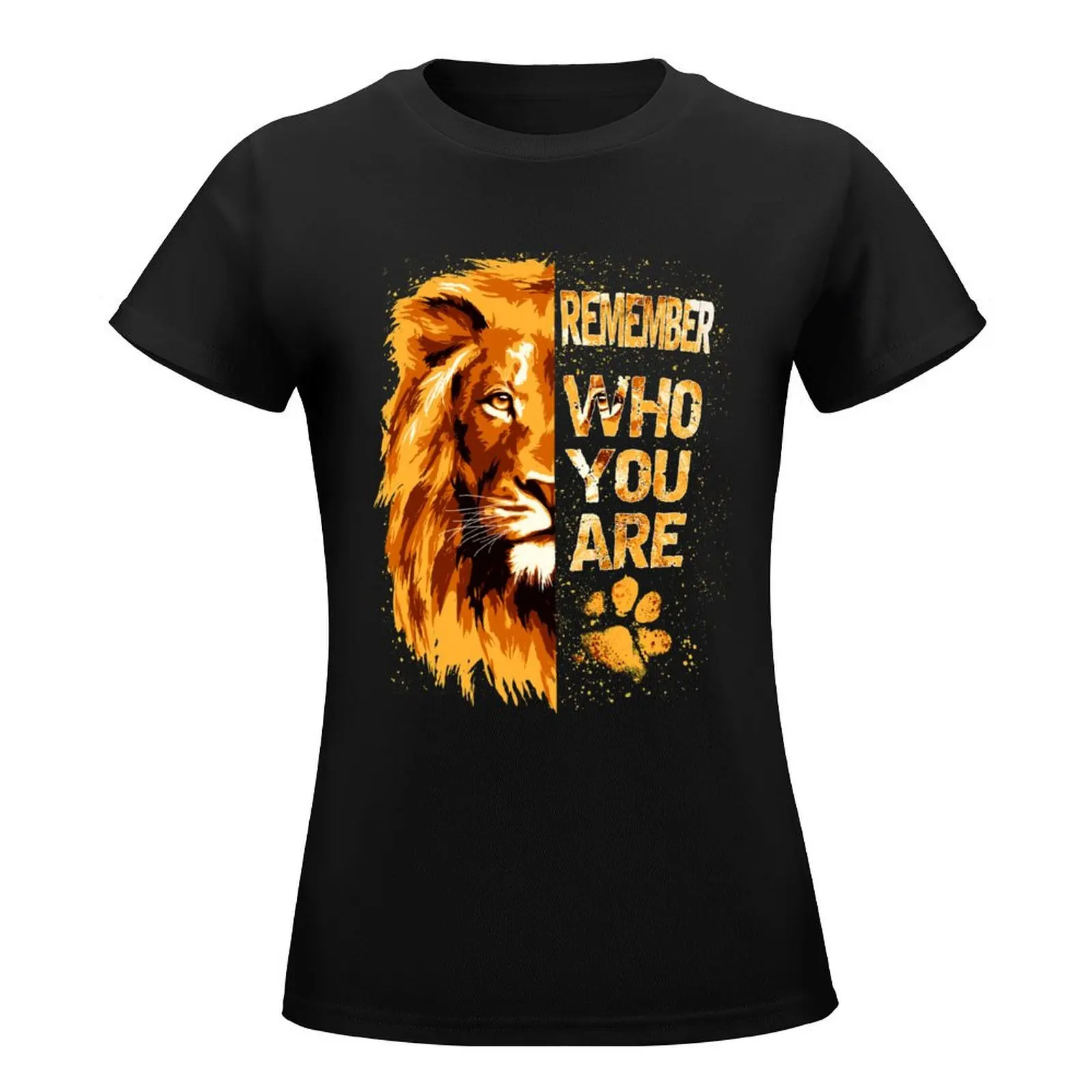 Pamiętaj, WHO YOU ARE Lion T-Shirt koszulka z nadrukiem zwierzęcym dla dziewczynek ponadgabarytowy letni top ponadgabarytowe koszulki treningowe dla kobiet