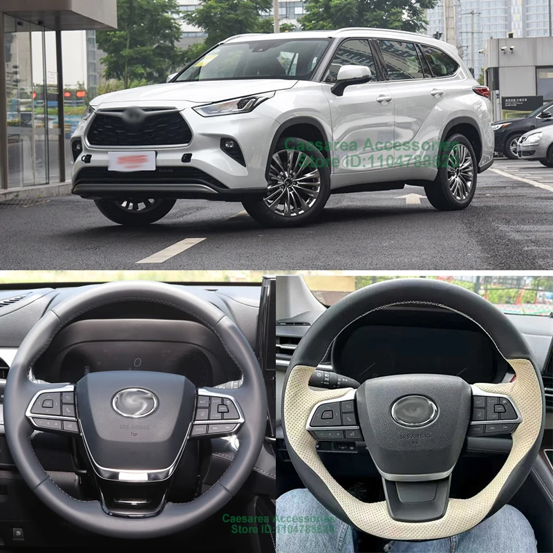 

Hand-Sewn Alcantara Non-slip Suede Nappa Leather Car Steering Wheel Cover Wrap for Toyota Corolla Highlander 2025 Interior