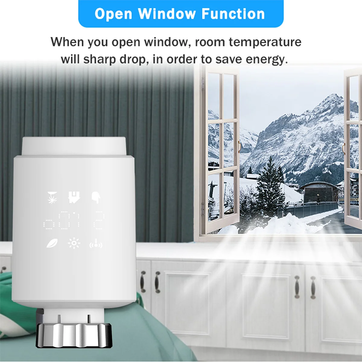 Qiumi Smart Wifi Thermostatic Radiator Valves Wifi Direct No gateway required Work with Alexa Googlehome