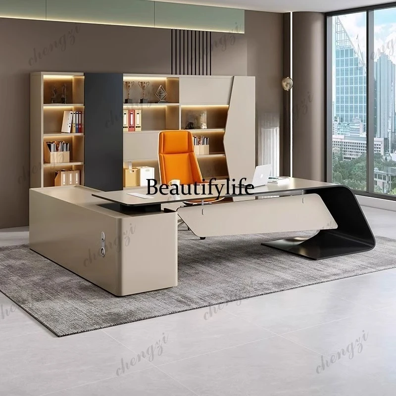 T41 Particularly Study Office Desk Working Computer Light Luxury Office Desk Corner Irregular Office Furniture Meja Kantor