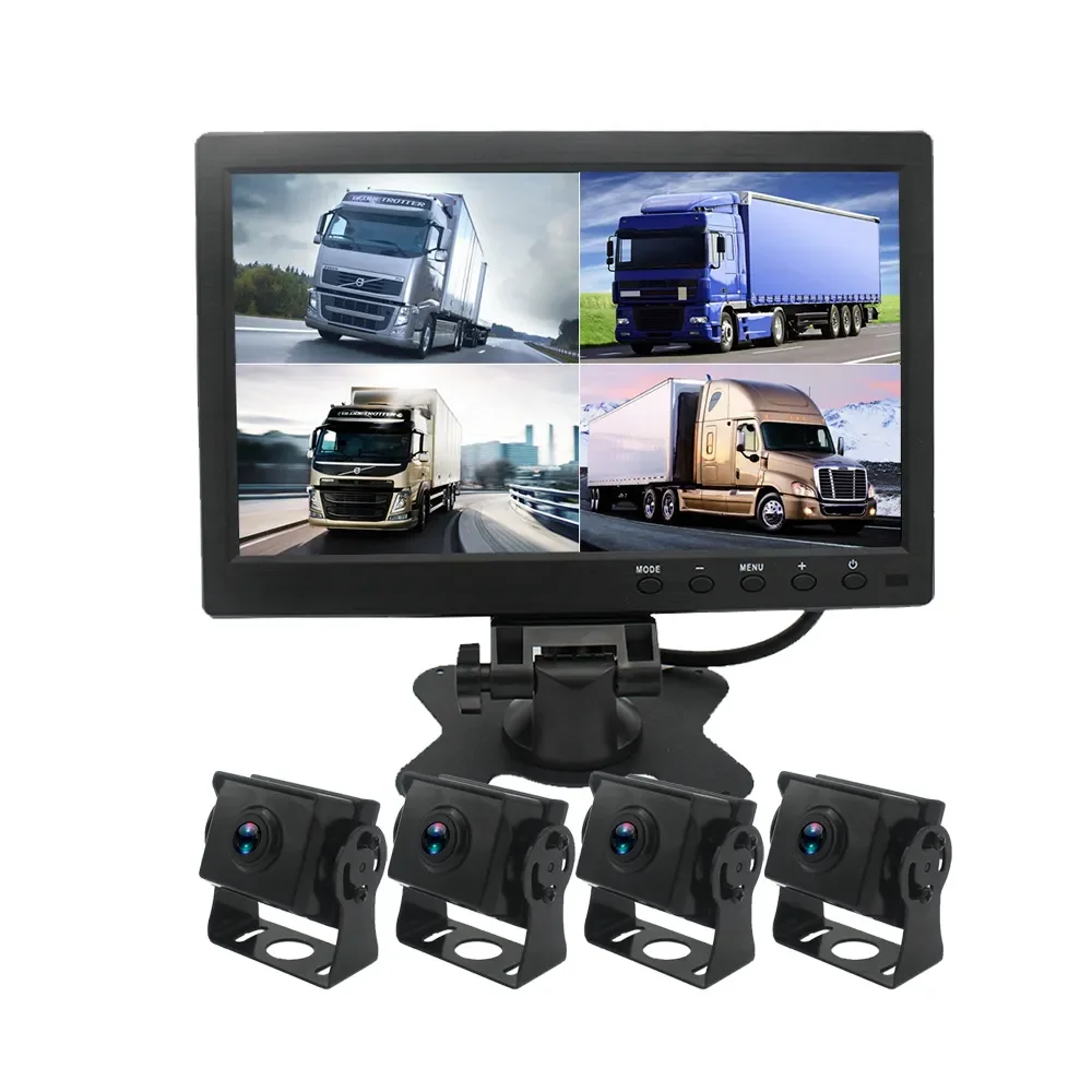【Hot Selling】10.1'' HD   with 4 AHD  s Dashcam DVR Night Vision/Reverse Assist Waterproof DC 12-24V for Heavy Vehicle