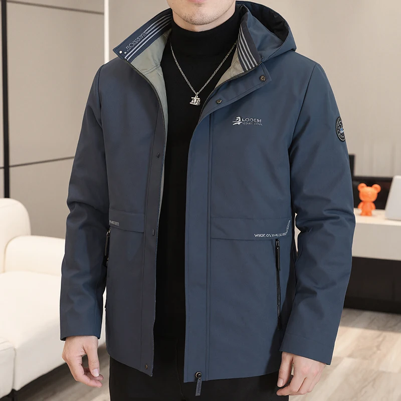 

Winter New Men's down Cotton Jaet Mid-Length Casual Busin Dad Men's Cotton Coat Trendy Outerwear Stand Fit Polyester ...