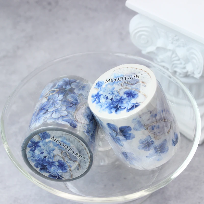 Imagem -04 - Moodtape Blue Snow Flower Chá Porcelana Language Tape Pet Papelaria Decoração