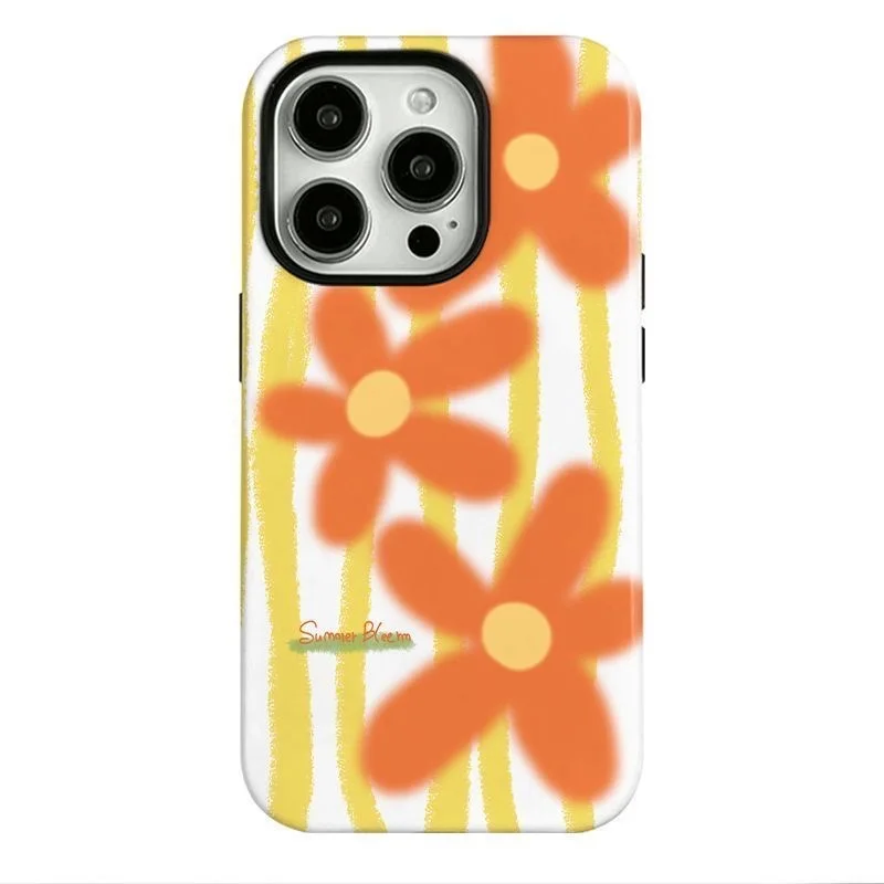 

Ins Korean Summer Yellow Flowers Case for IPHONE 17 16ProMax 15 14 13 12 11 PRO Plus Acrylic TPU Two in One Magnetic Phone Cases