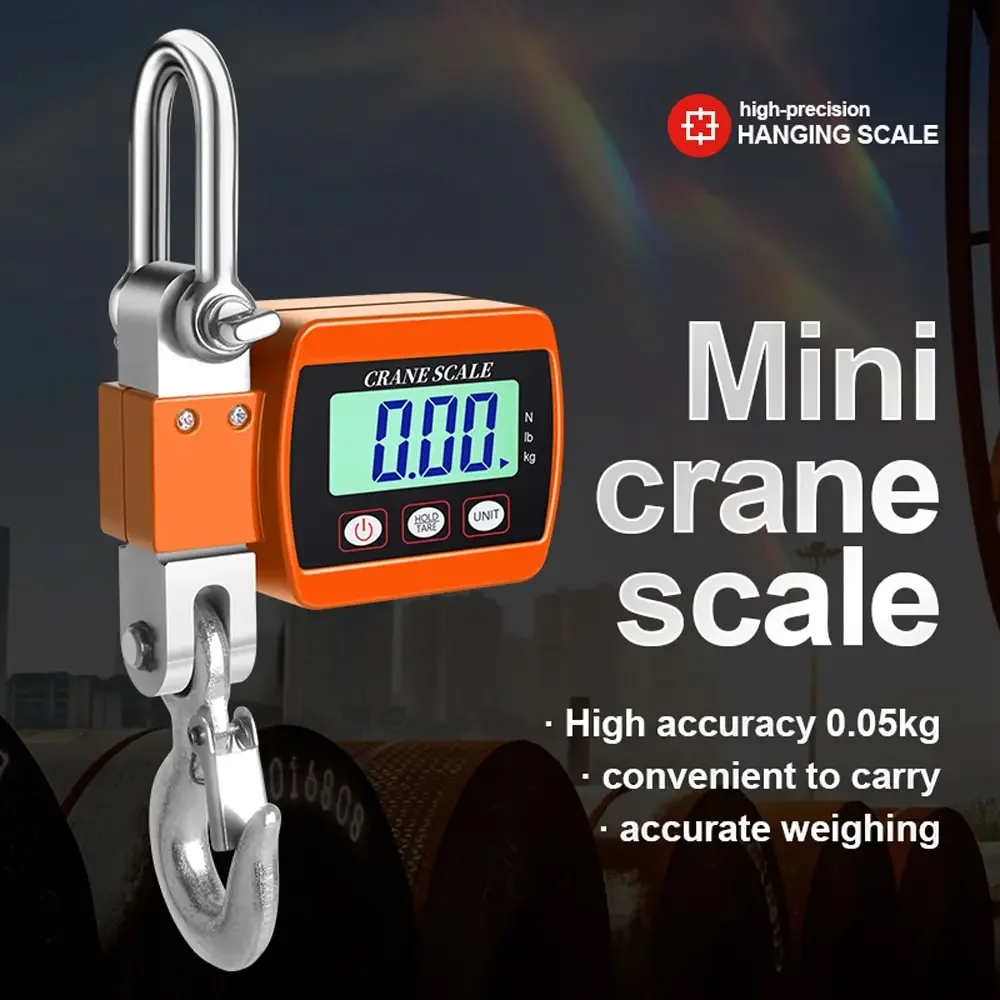 

0.05-500kg LCD Digital Scale Crane Portable Industrial Electronic Scale Heavy Duty Weight Hook-Hanging Weighing Tool