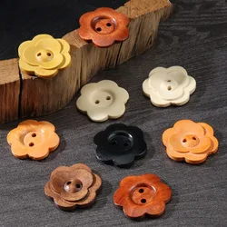 10Pcs DIY Wood Buttons Sewing Accessories Handmade Wood Crafts Clothing Sweater Decoration 2 Holes Wooden Vintage Button