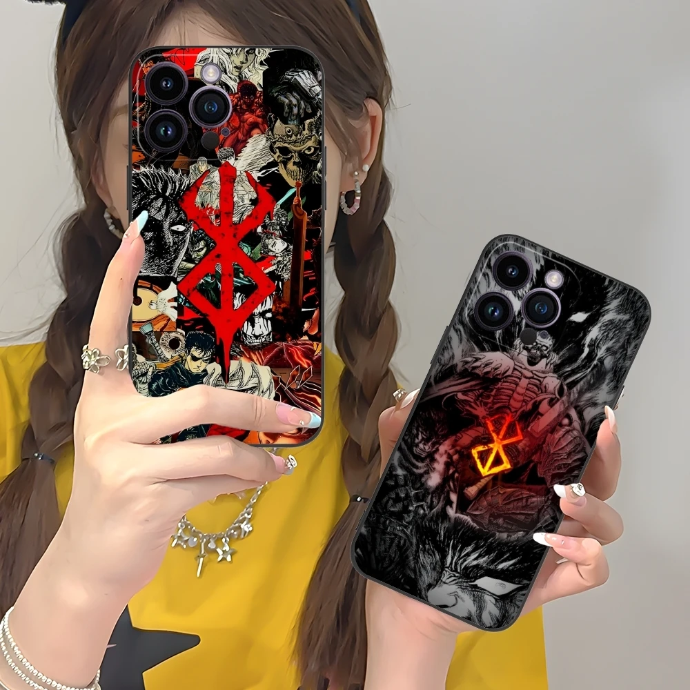 Painting B-Berserks Mobile Cell Phone Case for iPhone 16 15 14 13 12 11 X XR XS 8 7 Pro Max Plus Mini Black Phone Cover Shell