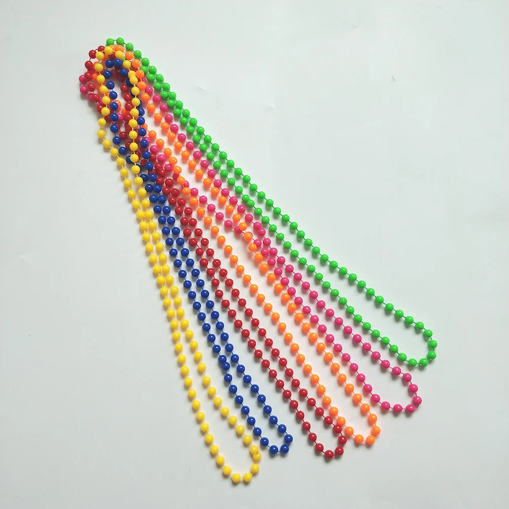 6pcs Neon Beads Beaded Necklace for 70s 80s Party Dress Accessories(Random Color) Neon Bead Necklace 80s Party Accessories