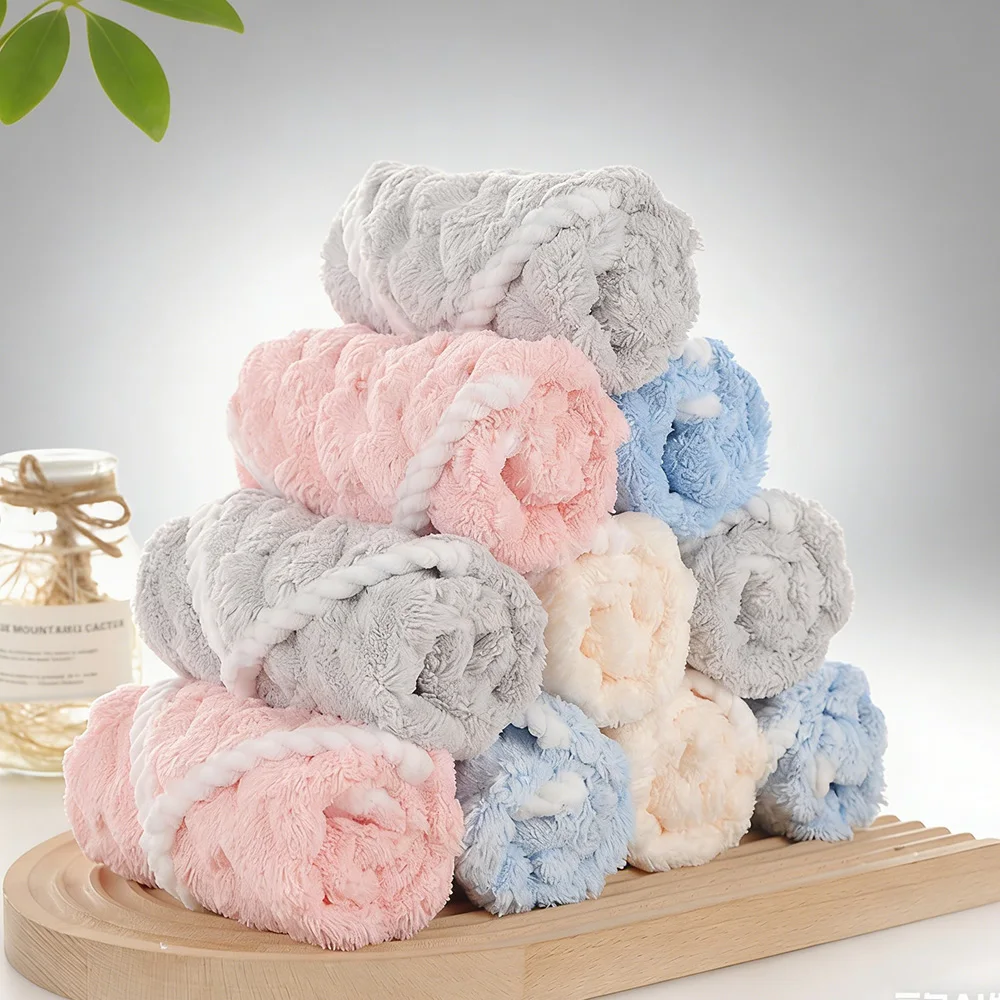 4pcs Washcloth set, Multicolored Microfiber Ultra-Soft Absorbent Hand Towels, Quick-Drying Lint-Free Easy to Hang for Bathroom