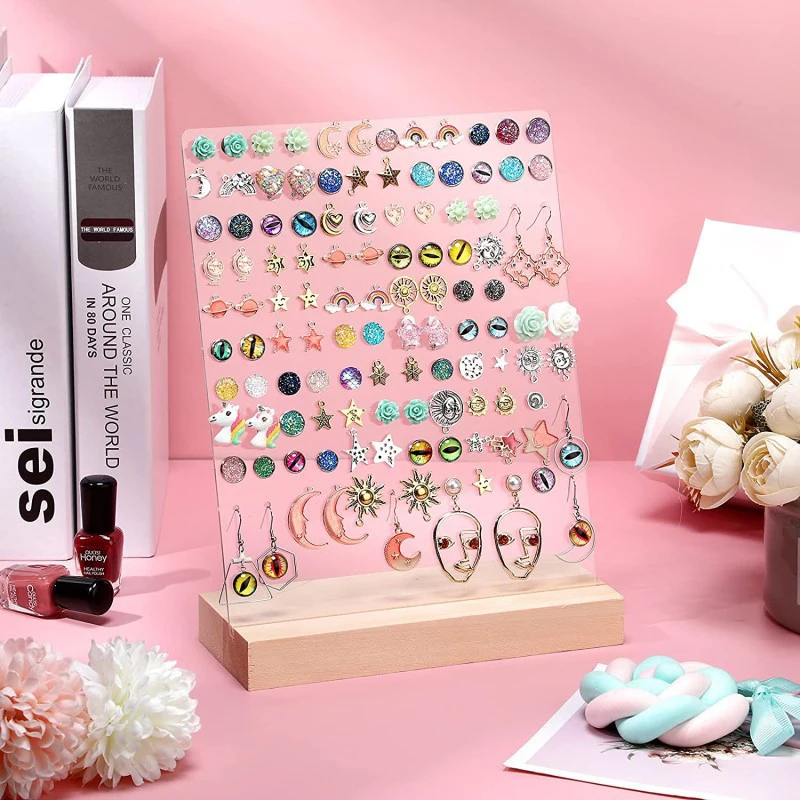 Fashion Transparent Acrylic Jewelry Rack Needle-style Ear Nail Earring Shelf Earrings Display Board Necklace Display Rack