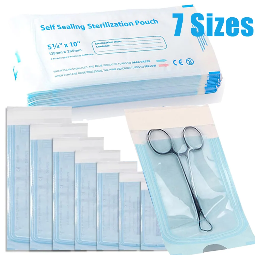 Self-sealing Sterilization Pouches Bags Self-adhesive Medical-grade Disposable Dental Nail Tool Storage Bag Tattoo Accessories