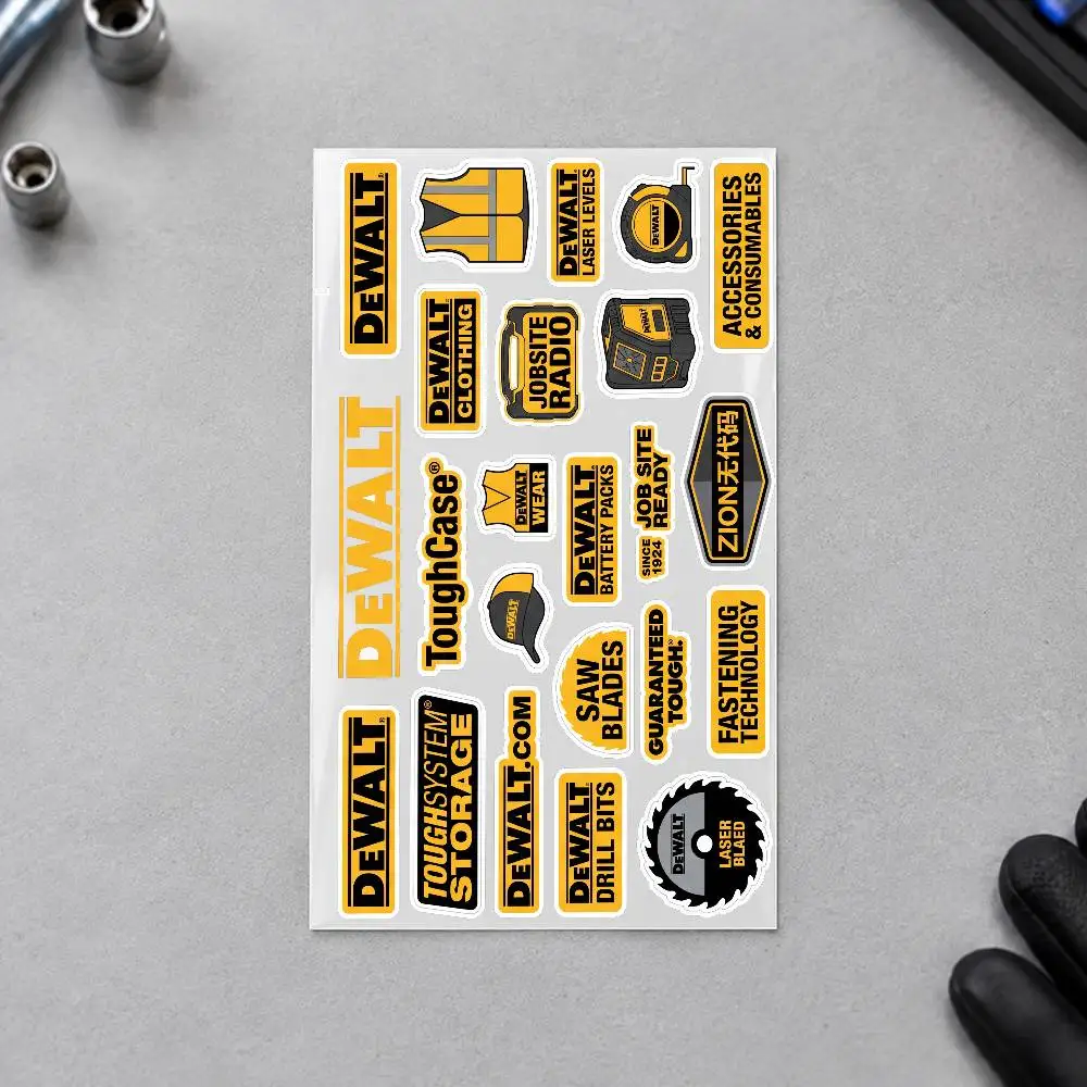 D-DEWALT Motorcycle Sticker Set Reflective Decals For Helmet Fuel Tank Fairing Body Custom Bike Graphics Kit
