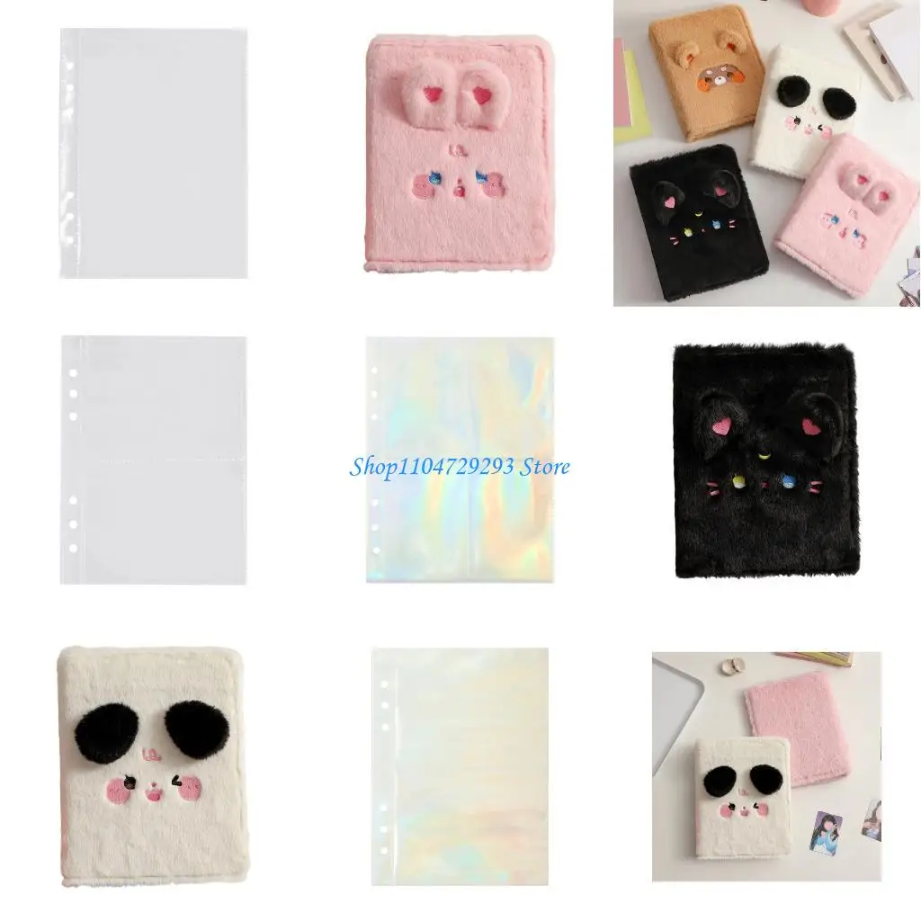 

Y2GD Embroidered Plusher Card Organizers 4 Grids Design Photo Album Protective Sleeve