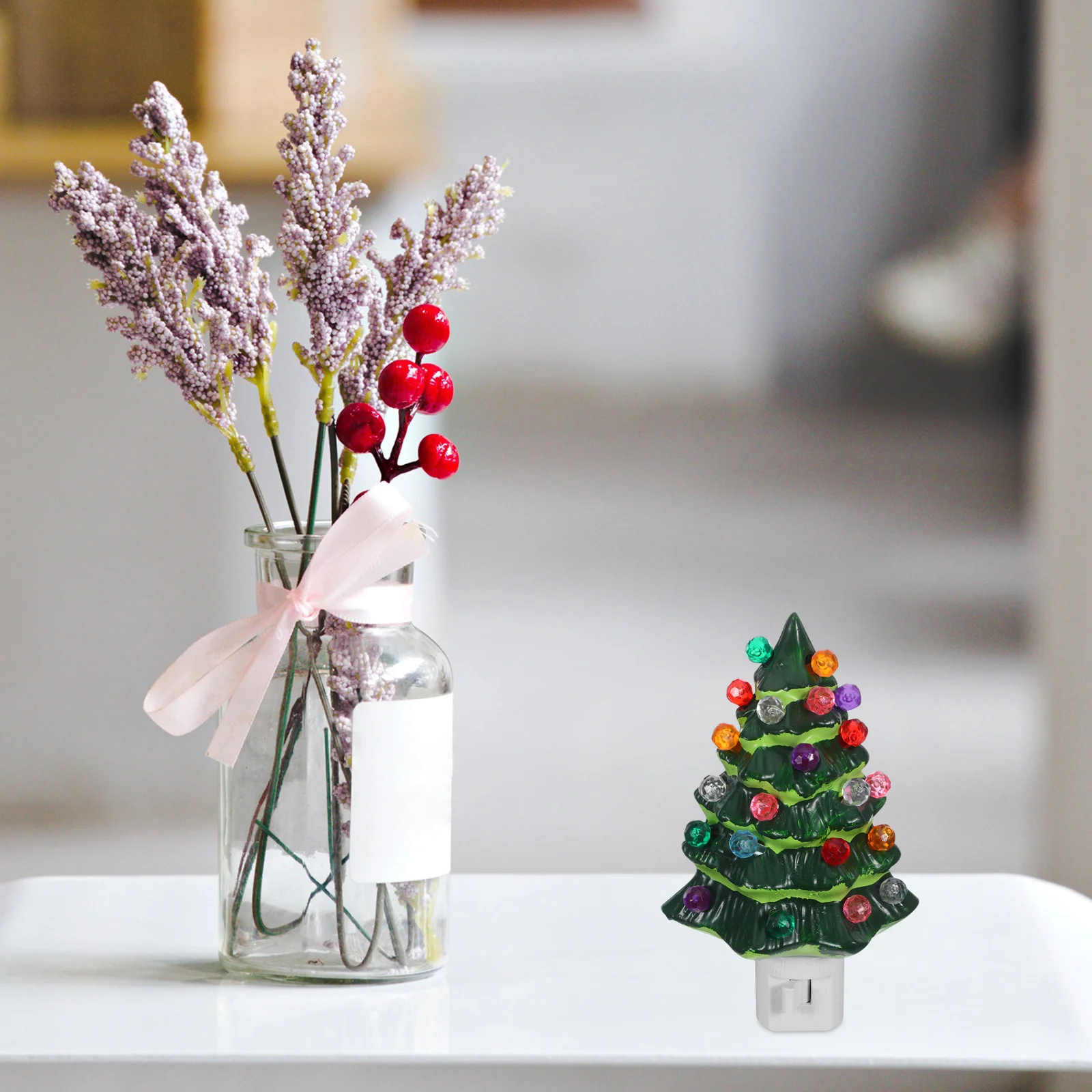 Kerstboom Nachtlampje 3D Roterende Stekker 360° °   Draaibare basis hars led-decor voor slaapkamer badkamer keuken kinderkamer vakantie