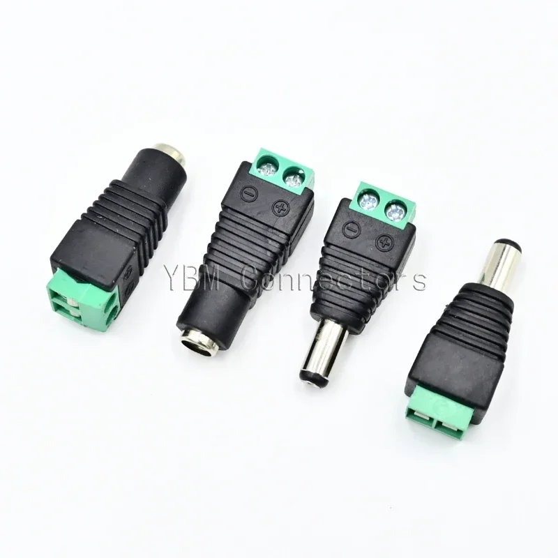 10Pcs 12V 2.1 x 5.5mm DC Power Male Female  Plug Jack Adapter Connector Plug For CCTV Single Color LED Light