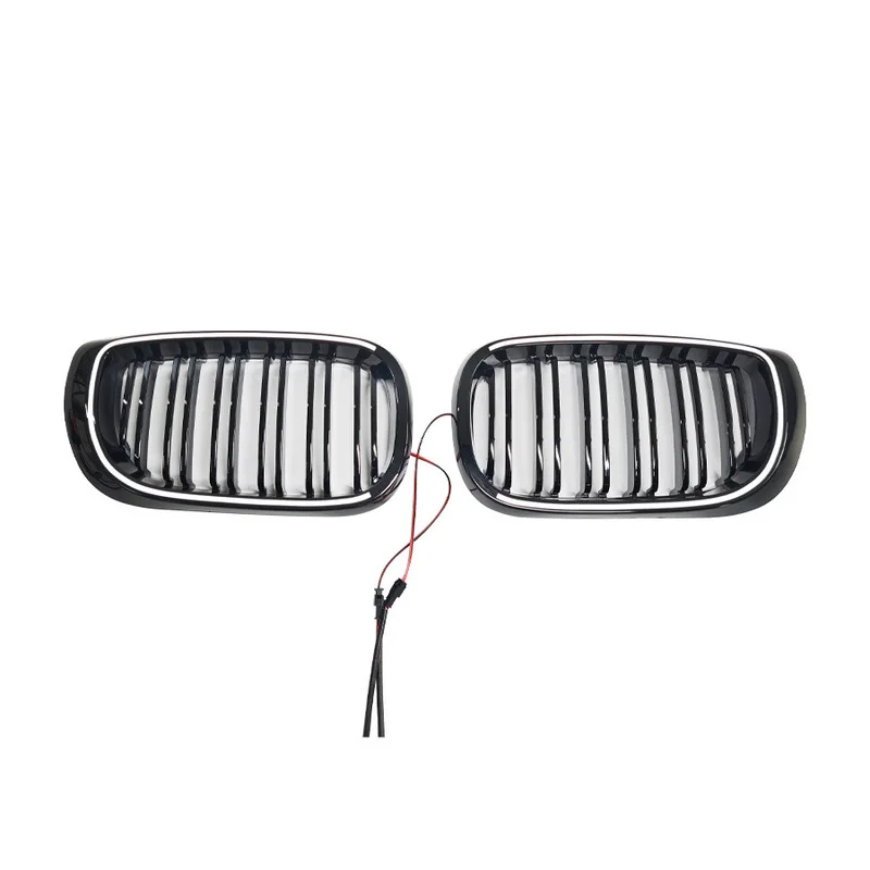 For 2002-2005 BMW 3 Series E46 4 Door, Dual Line LED Illuminated Kidney Grille, PC Construction, Snap-on Direct Fit Replacement