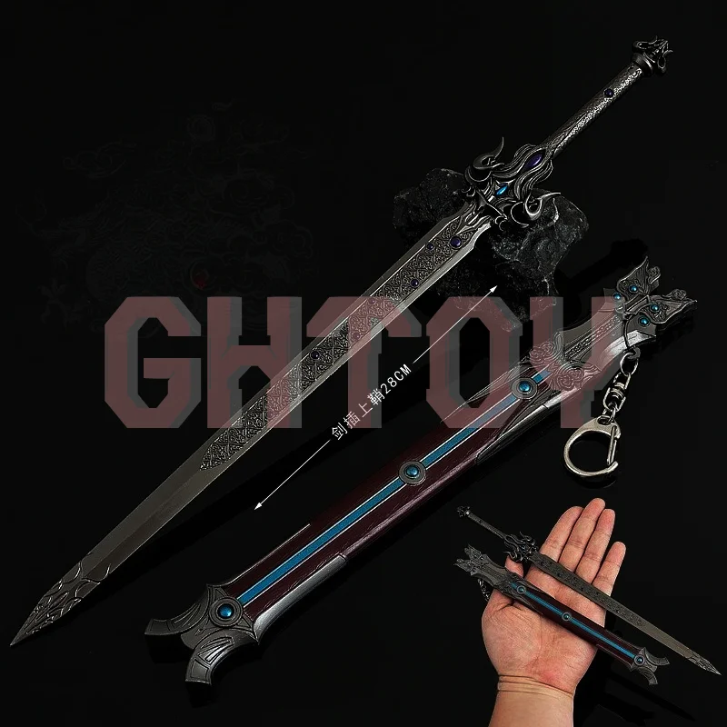 28 センチメートル中国アニメ周辺秦 Mu ガード剣すべての金属工芸品武器モデル近接ナイフ屋外刀飾りおもちゃギフト