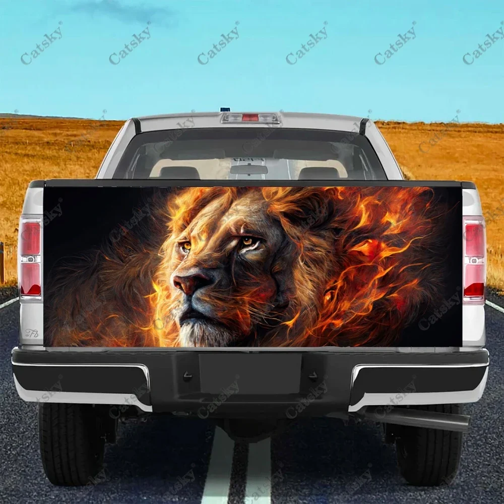 Evil Dangerous Predator Lion Truck Tailgate Wrap Professional Grade Material Universal Fit for Full Size Trucks Weatherproof