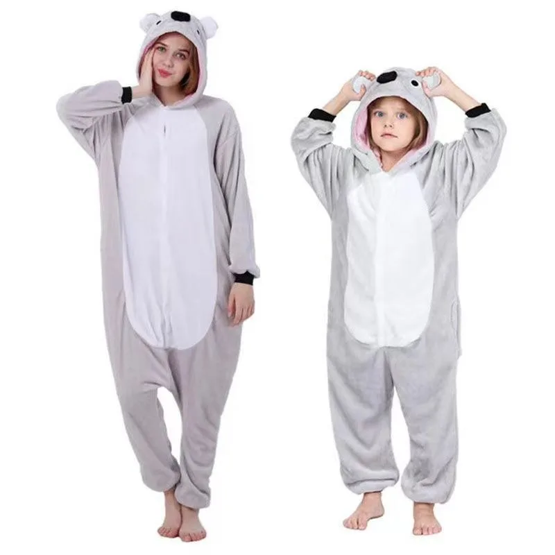 

Cartoon Animal Onesie Pajamas: Flannel & Coral Fleece Couples Loungewear - Cozy Matching Homewear for Winter Nights