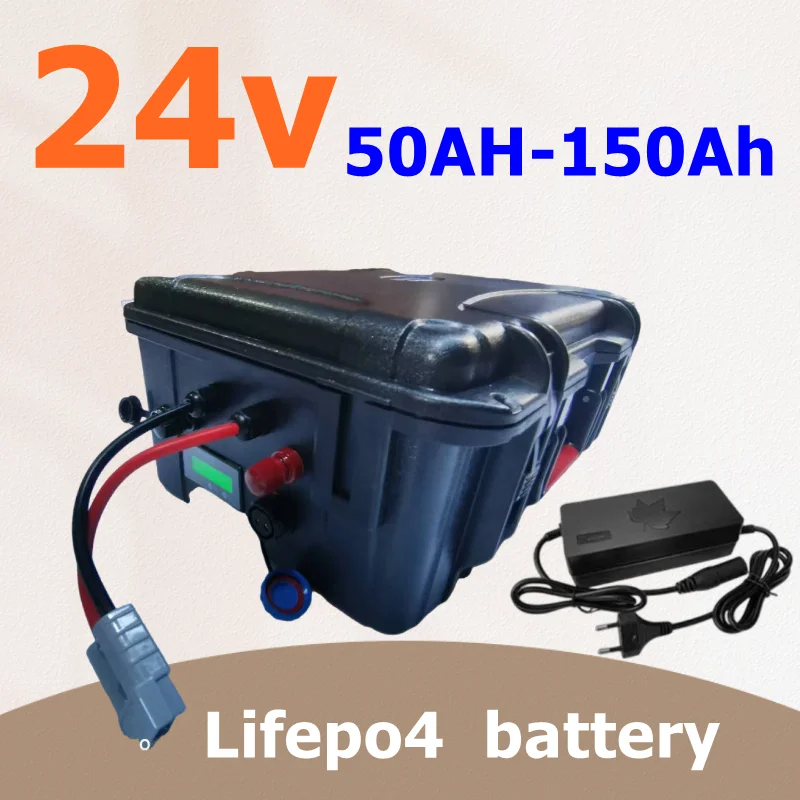 24V 50Ah 60Ah 80Ah 100Ah 120Ah 150Ah Lifepo4 battery for trolling motor boat back up power+10A Charger